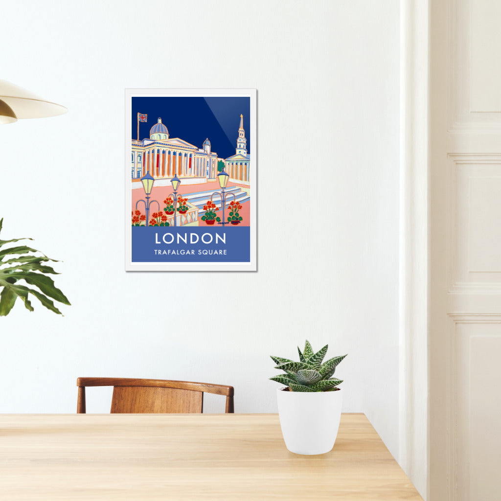 Vintage Style Travel Poster by Joanne Short of Trafalgar Square, London