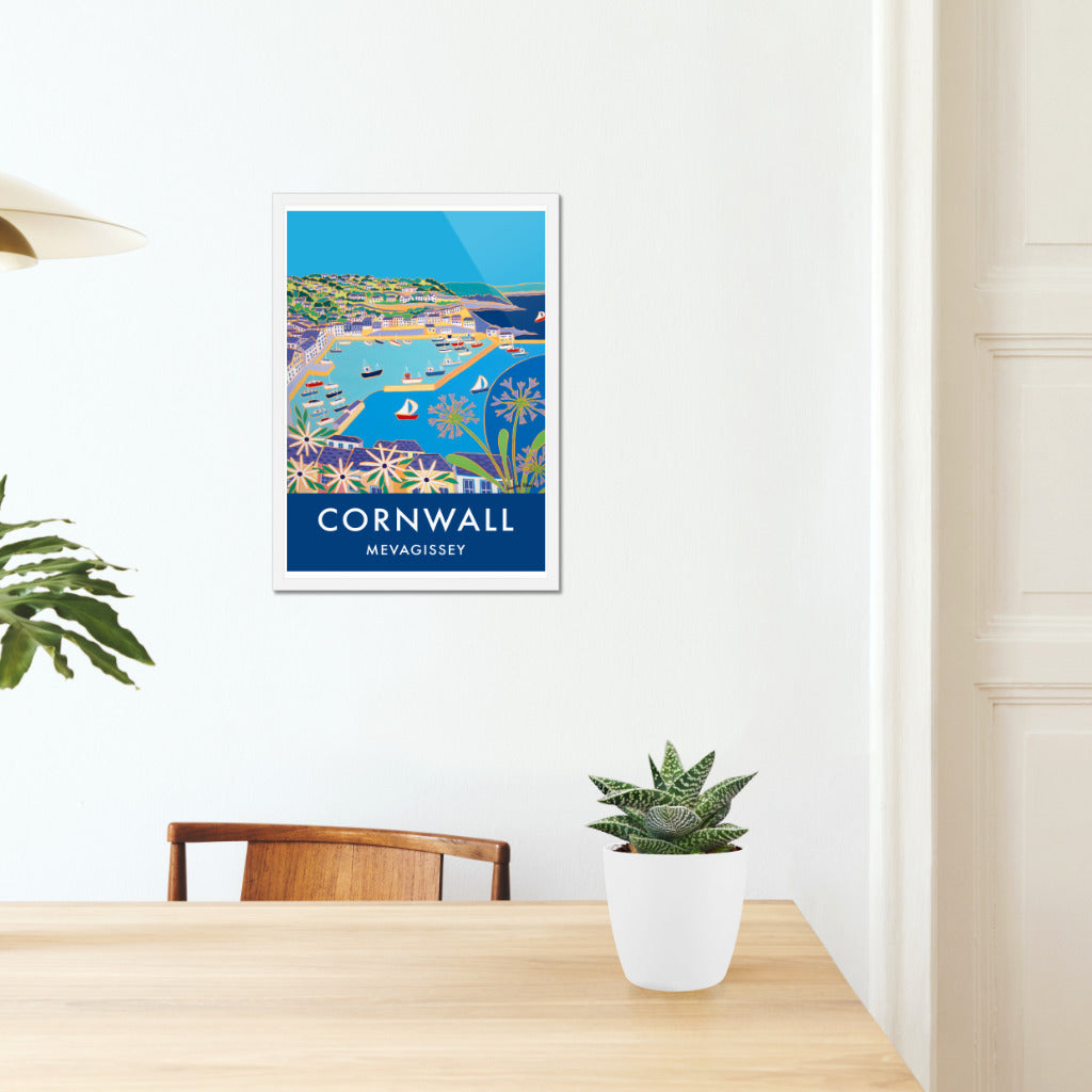 Mevagissey Art Prints of Cornwall by Cornish Artist Joanne Short. Cornwall Art Gallery, Vintage Style Posters.
