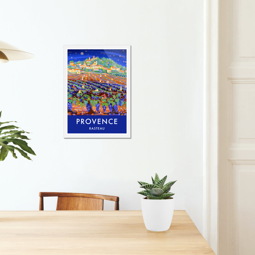 French Wall Art Poster Print of the Rasteau Grape Harvest in Provence by artist John Dyer. French Art Gallery