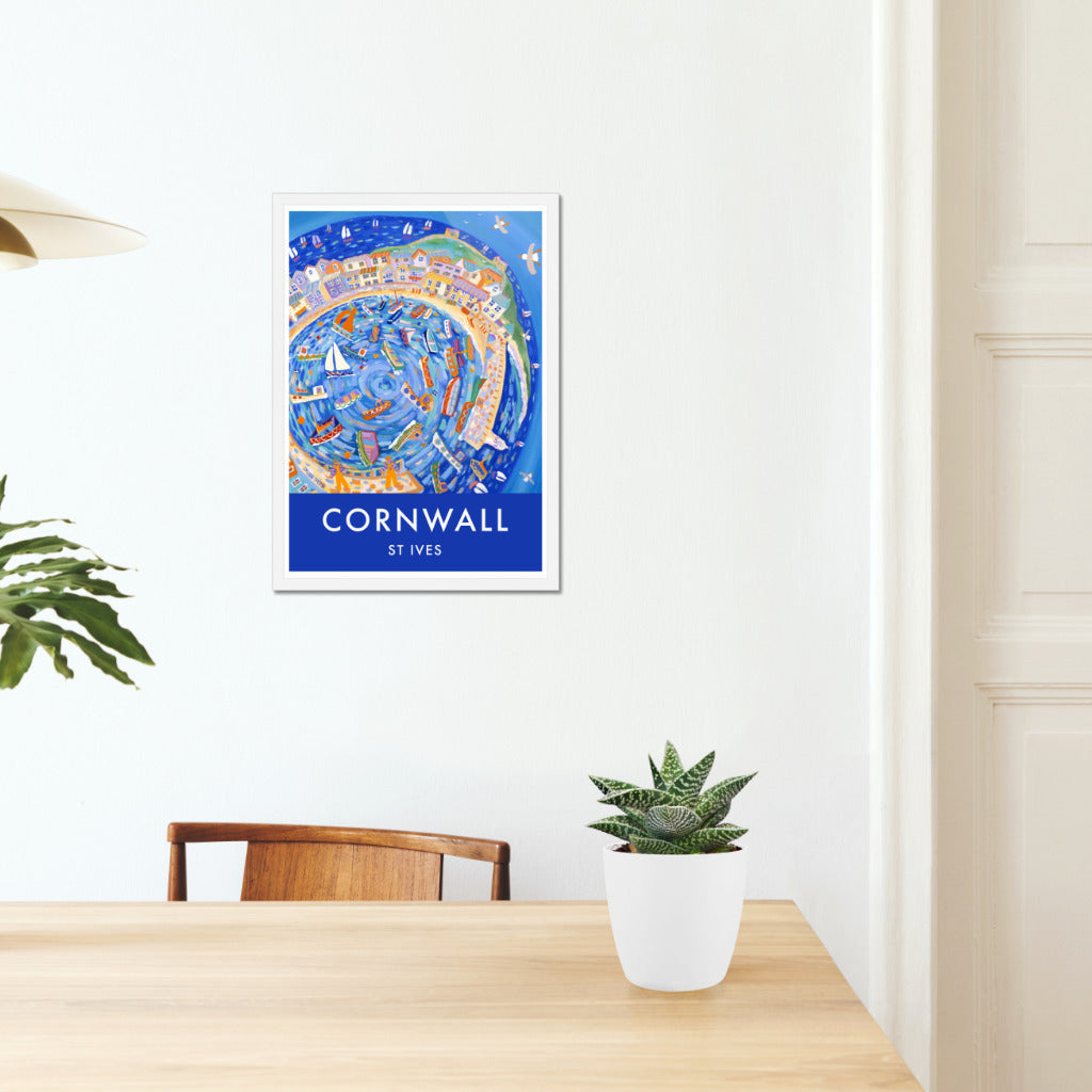 Vintage Style Travel Art Poster Print. Flying around the Harbour, St Ives by Cornish Artist John Dyer
