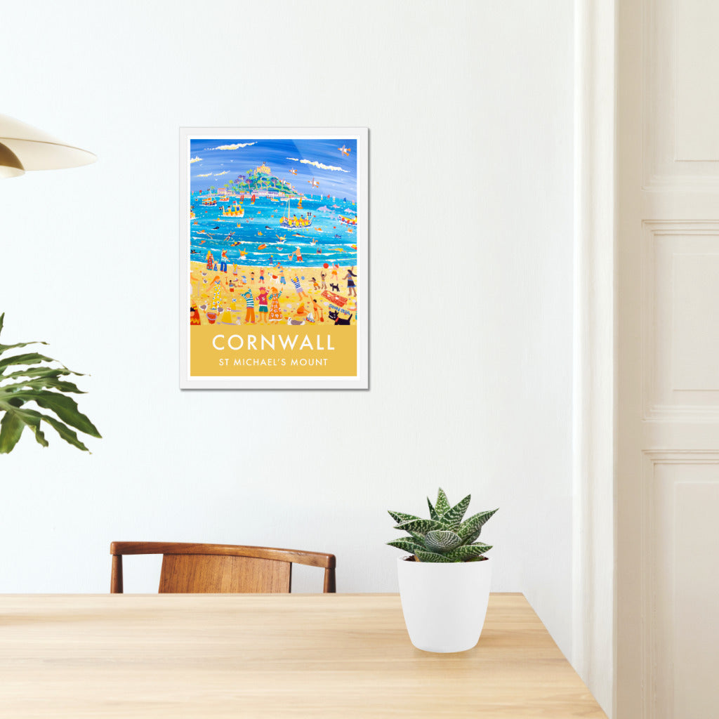 Vintage Style Seaside Travel Poster Art Print by Cornish Artist John Dyer. St Michael&#39;s Mount Cornwall