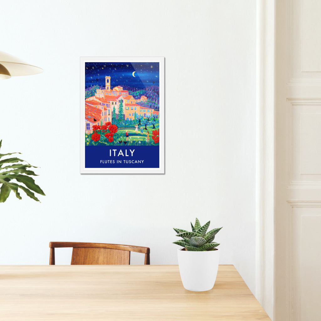 Vintage Style Travel Art Poster Print of Flutes in Tuscany, Tereglio, Italy by John Dyer