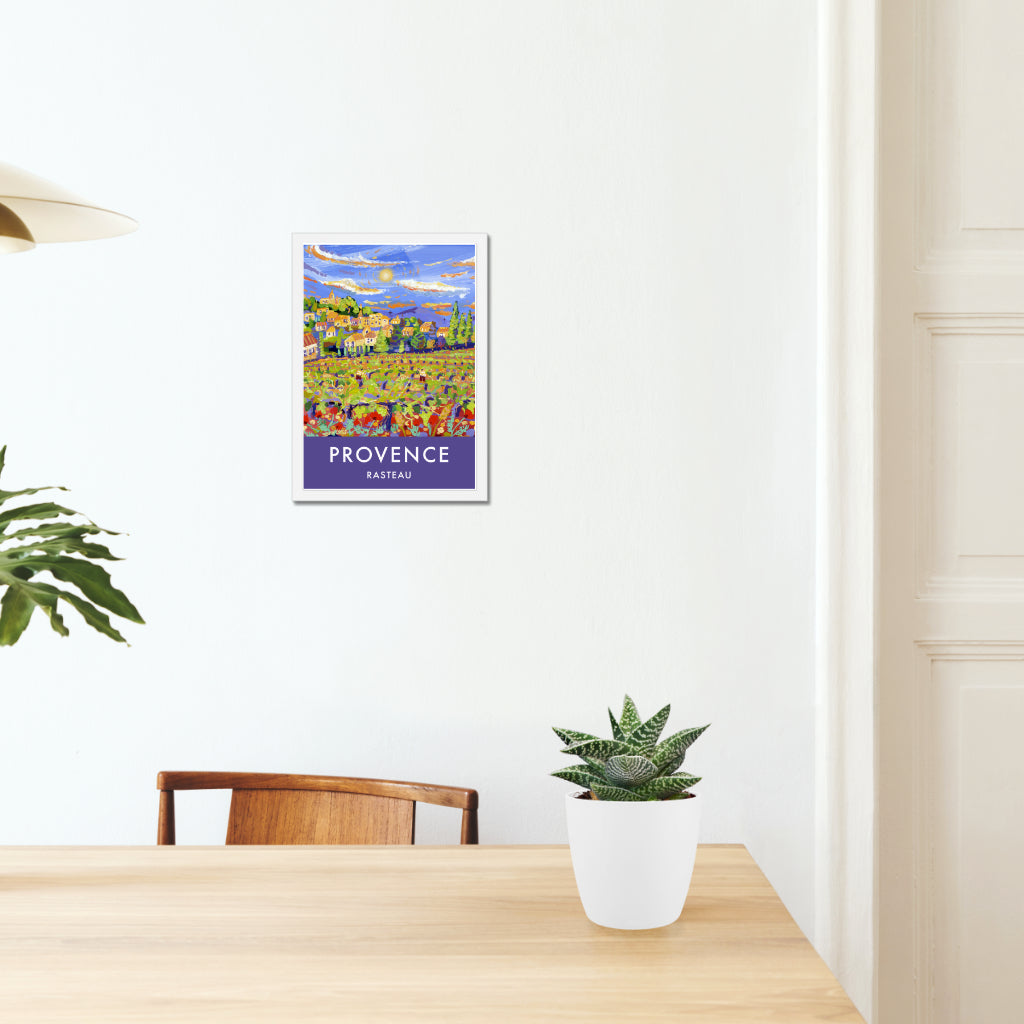 Rasteau, Provence, France. Sunset Vineyard. Vintage Style Travel Poster Print by John Dyer