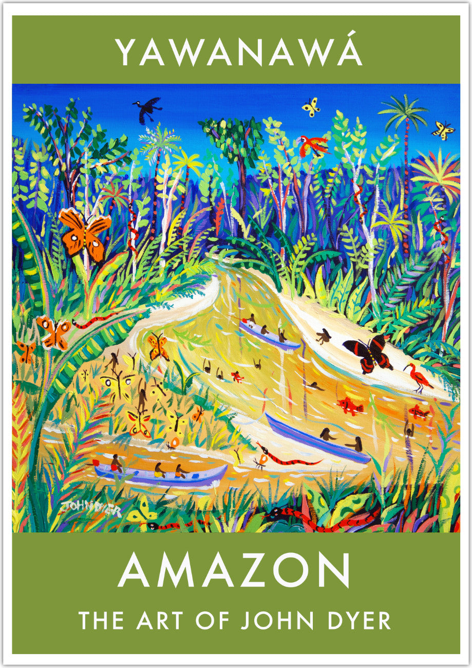 Vintage Style Travel Poster Art Print by John Dyer. Spiritual Butterflies, Rio Gregório, Amazon Rainforest, Brazil