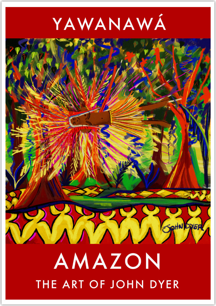 Vintage Style Jungle Art Poster Print by John Dyer. Vana Spirit, Yawanawá Tribe. Amazon Rainforest