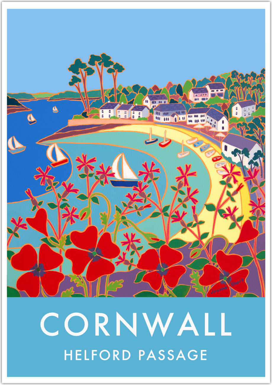Helford Passage Poster Print by Cornish Artist Joanne Short. Cornwall Art Gallery, Prints of Cornwall.