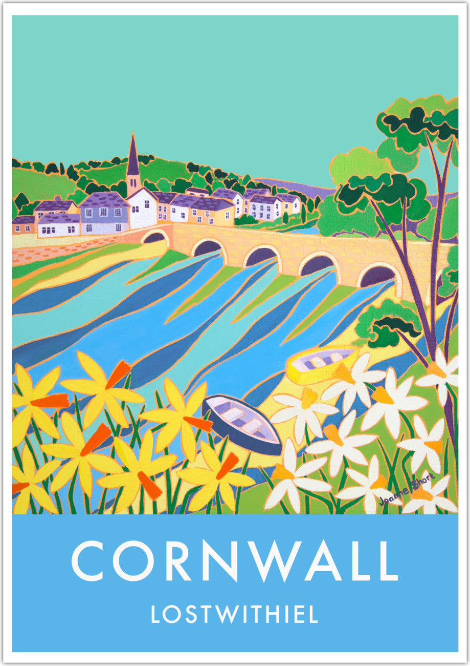 Lostwithiel Art Prints of Cornwall by Cornish Artist Joanne Short. Cornwall Art Gallery, Vintage Style Posters.