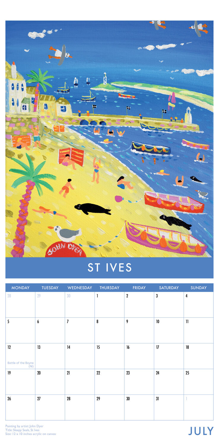 2021 Slim Calendar of Cornwall by Cornish artists Joanne Short and John Dyer