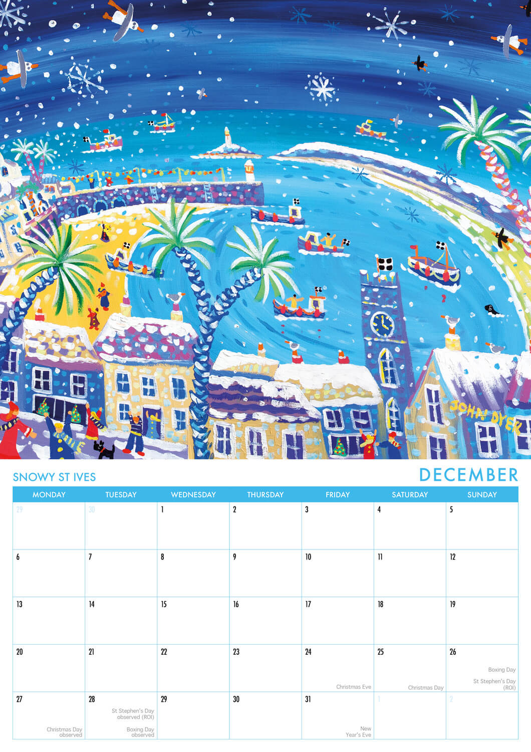 2021 Calendar of Cornwall by Cornish artist John Dyer