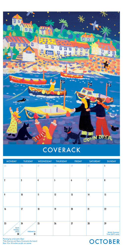 2023 Cornwall Art Calendar by Artists John Dyer &amp; Joanne Short. UK Dates and Holidays.