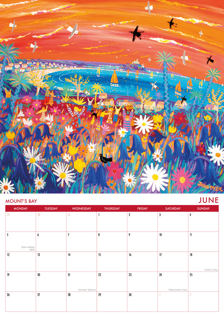 2023 Cornwall Art Calendar by Cornish Artist John Dyer. UK Dates &amp; Holidays.