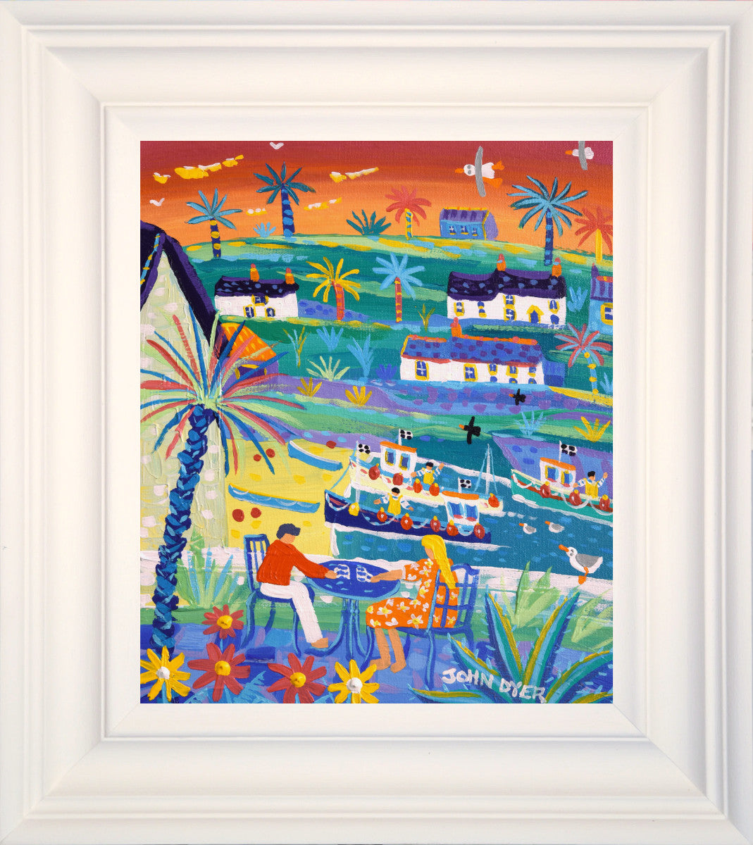 'Cocoa Time, Cadgwith', 12x10 inches acrylic on canvas. Cornwall Painting by Cornish Artist John Dyer. Cornish Art from our Cornwall Art Gallery