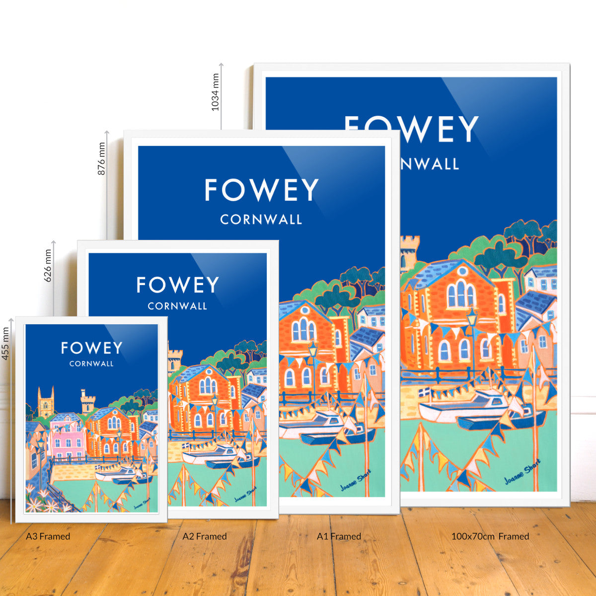 Vintage Style Travel Poster by Joanne Short of Fowey Harbour in Cornwall