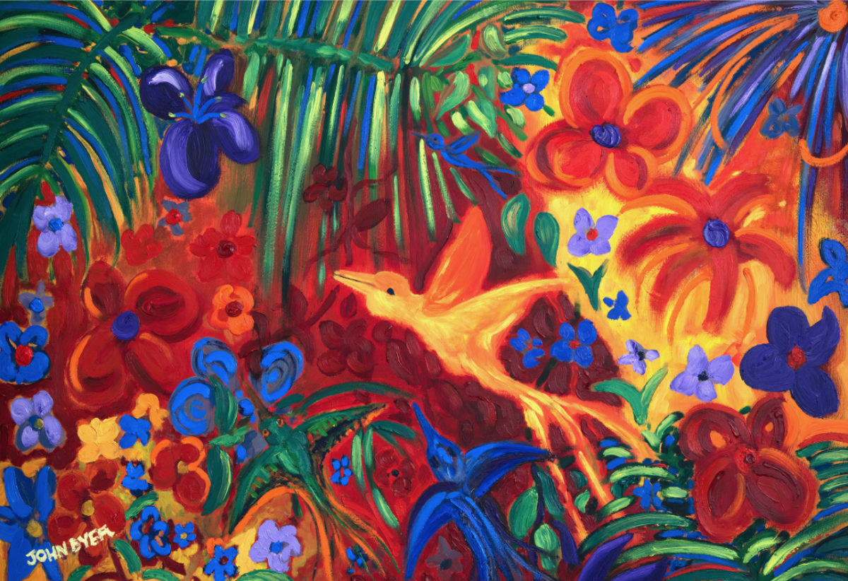 Rainforest Art Limited Edition Jungle Print by Environmental Artist John Dyer. 'Groovy Amazon Birds'.
