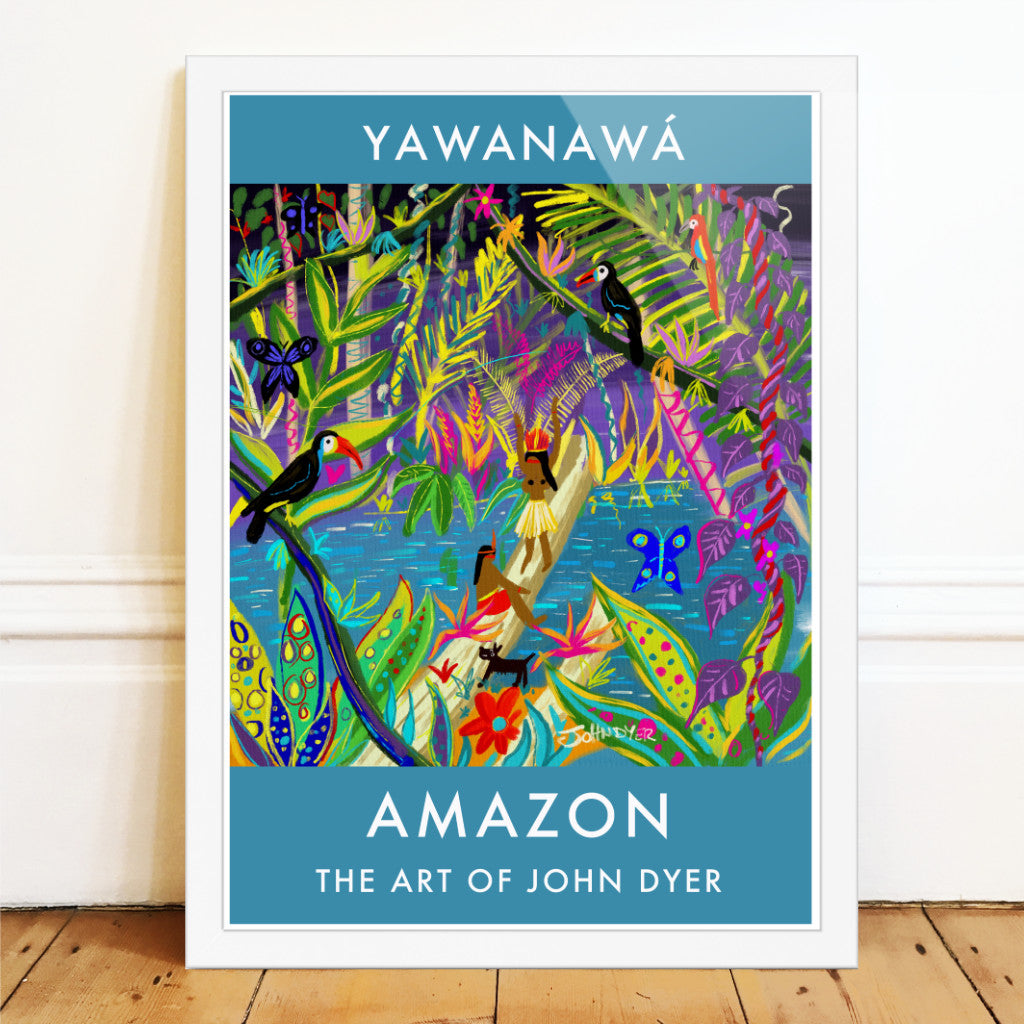 Vintage Style Travel Art Poster Print by John Dyer. Sacred Amazon Rainforest Jungle.