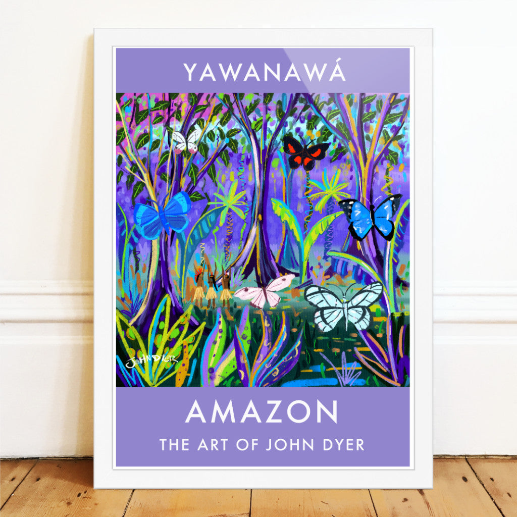 Vintage Style Jungle Poster Art Print by John Dyer. Amazon Rainforest Butterflies