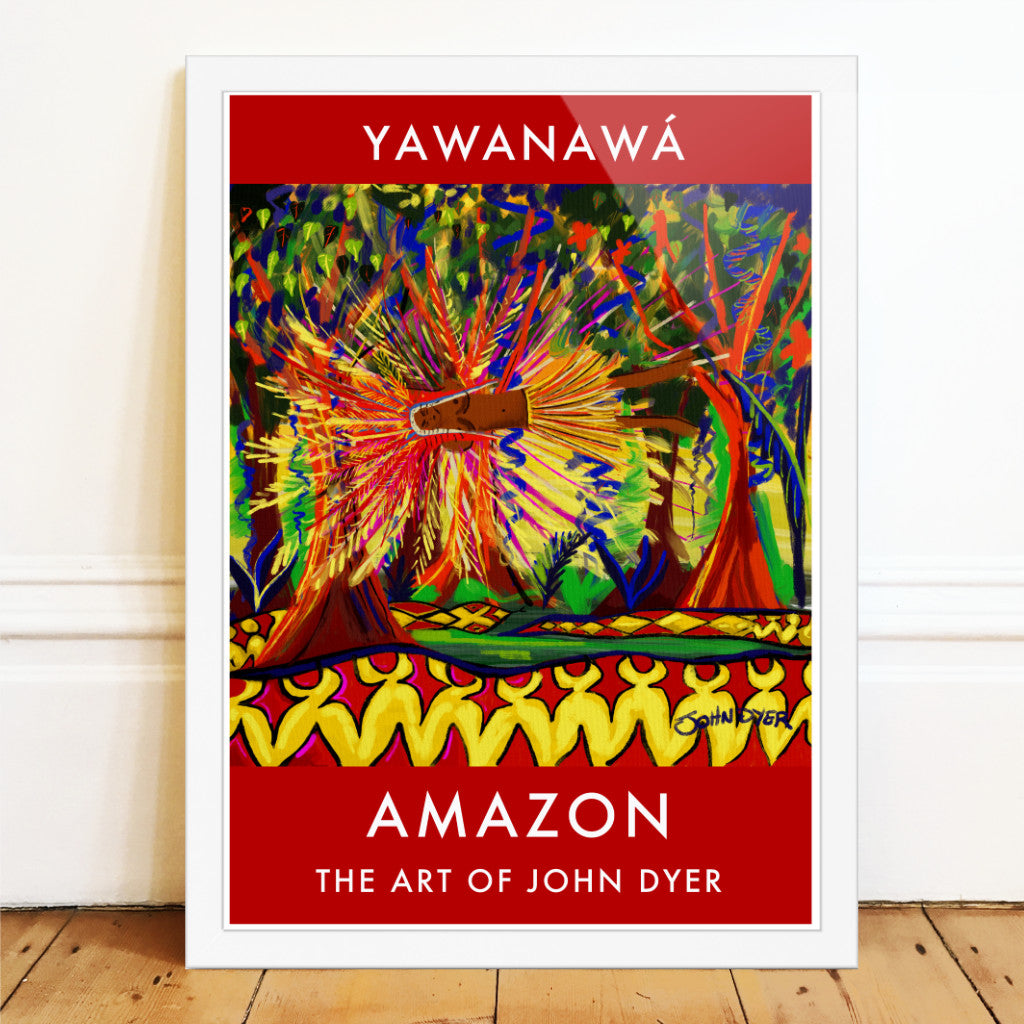 Vintage Style Jungle Art Poster Print by John Dyer. Vana Spirit, Yawanawá Tribe. Amazon Rainforest