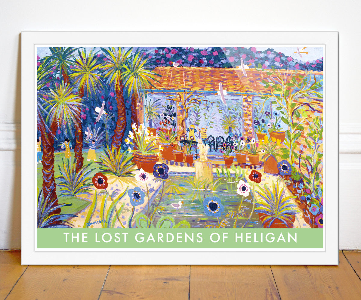 A fine art framed and unframed wall art poster print of the Lost Gardens of Heligan in Cornwall by artist John Dyer. This art print features John Dyer&#39;s painting of the Italian Garden at Heligan. Reproduced on museum quality fine art paper with archival inks and available in a range of popular sizes to fit your home.