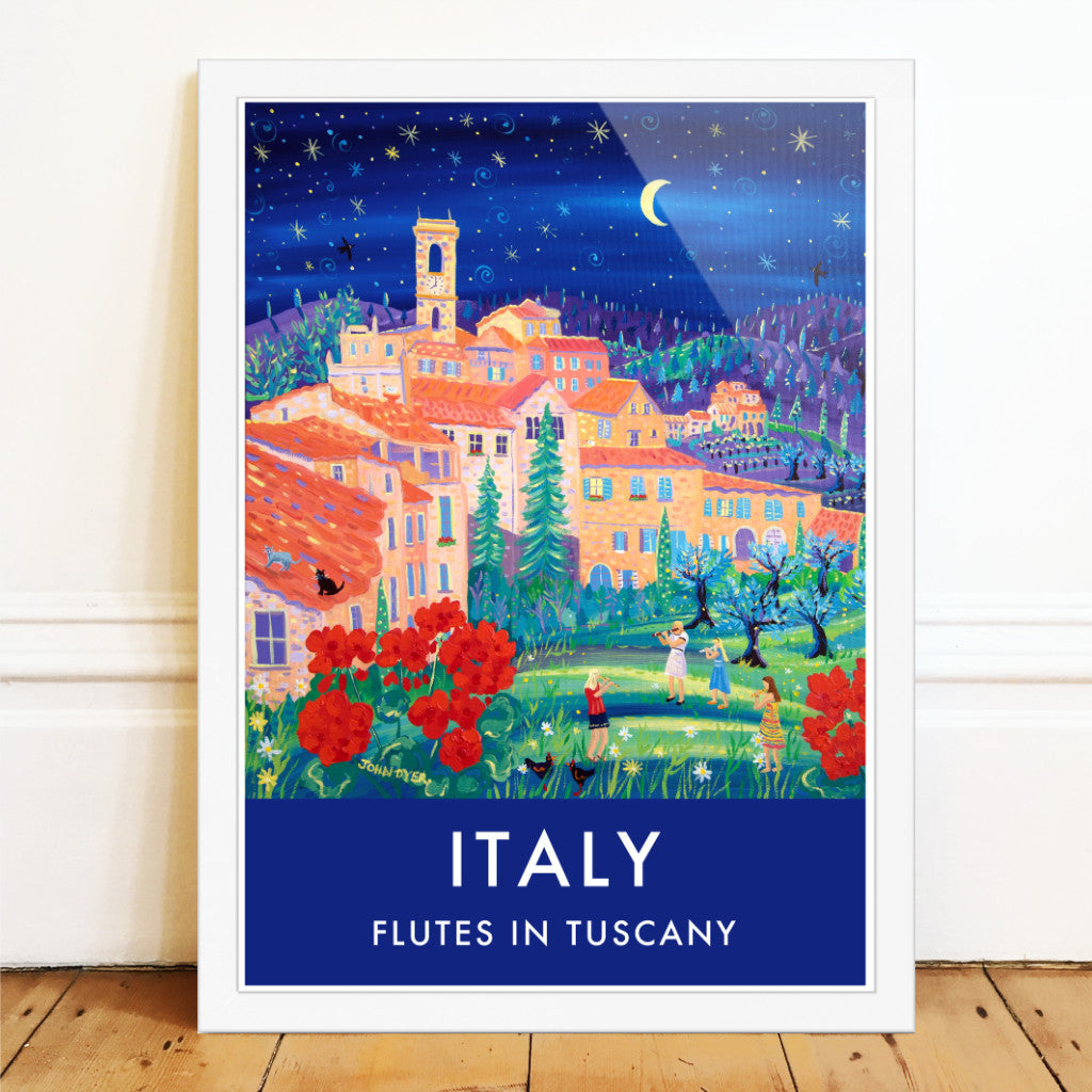 Vintage Style Travel Art Poster Print of Flutes in Tuscany, Tereglio, Italy by John Dyer