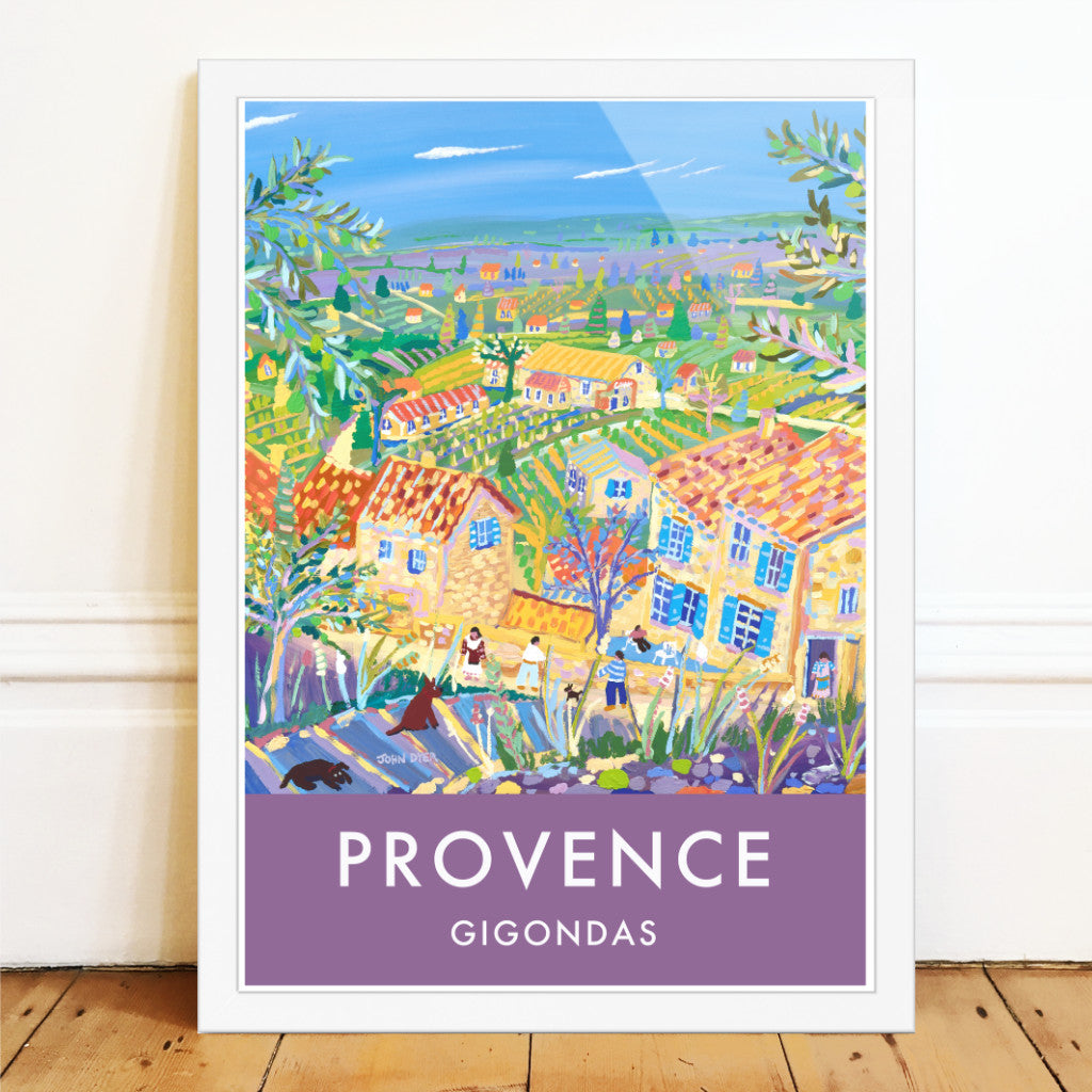 Gigondas, Provence, France. Vintage Style French Wall Art Travel Poster by John Dyer.