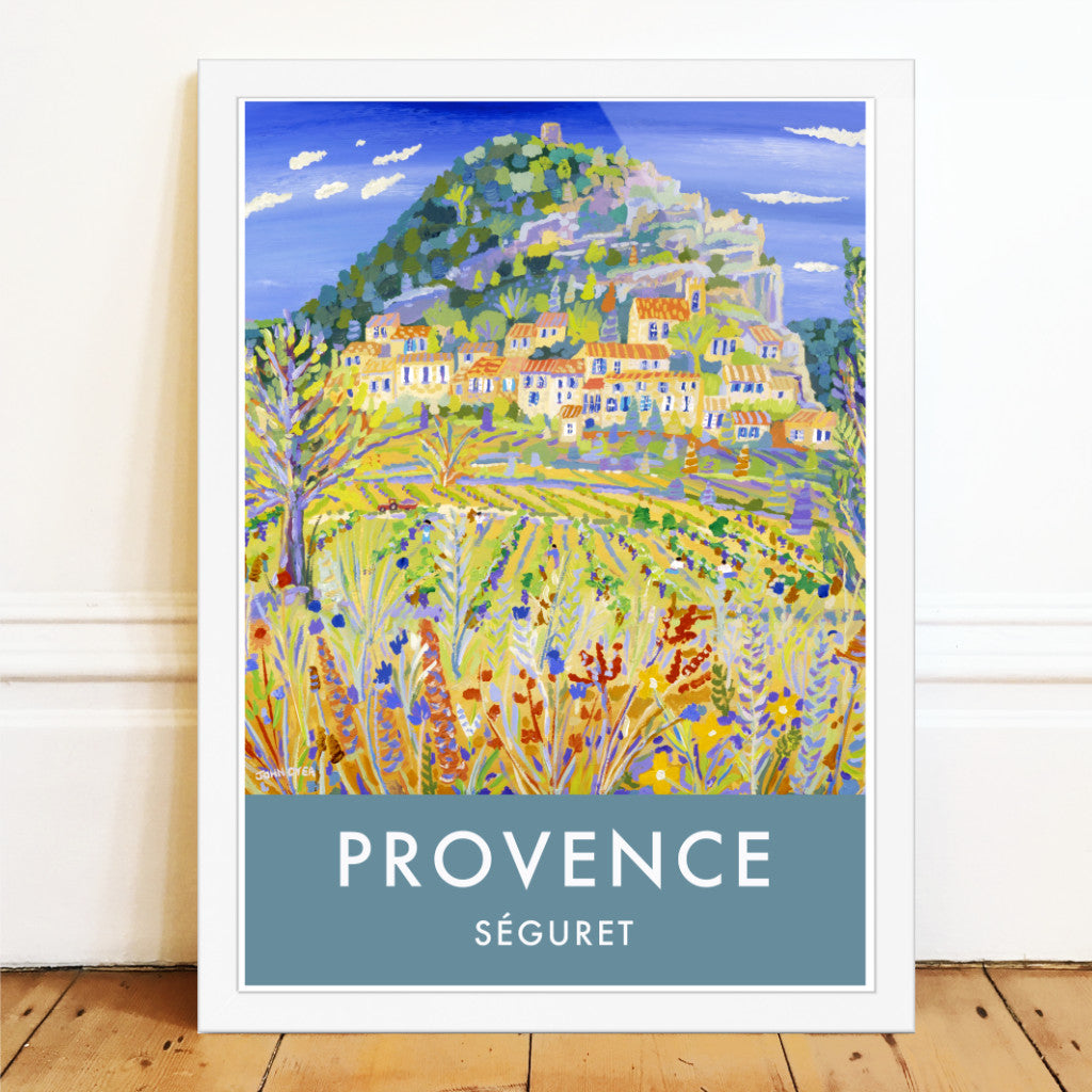 Seguret, Provence, France. Vintage Style Travel Wall Art Poster Print by John Dyer.