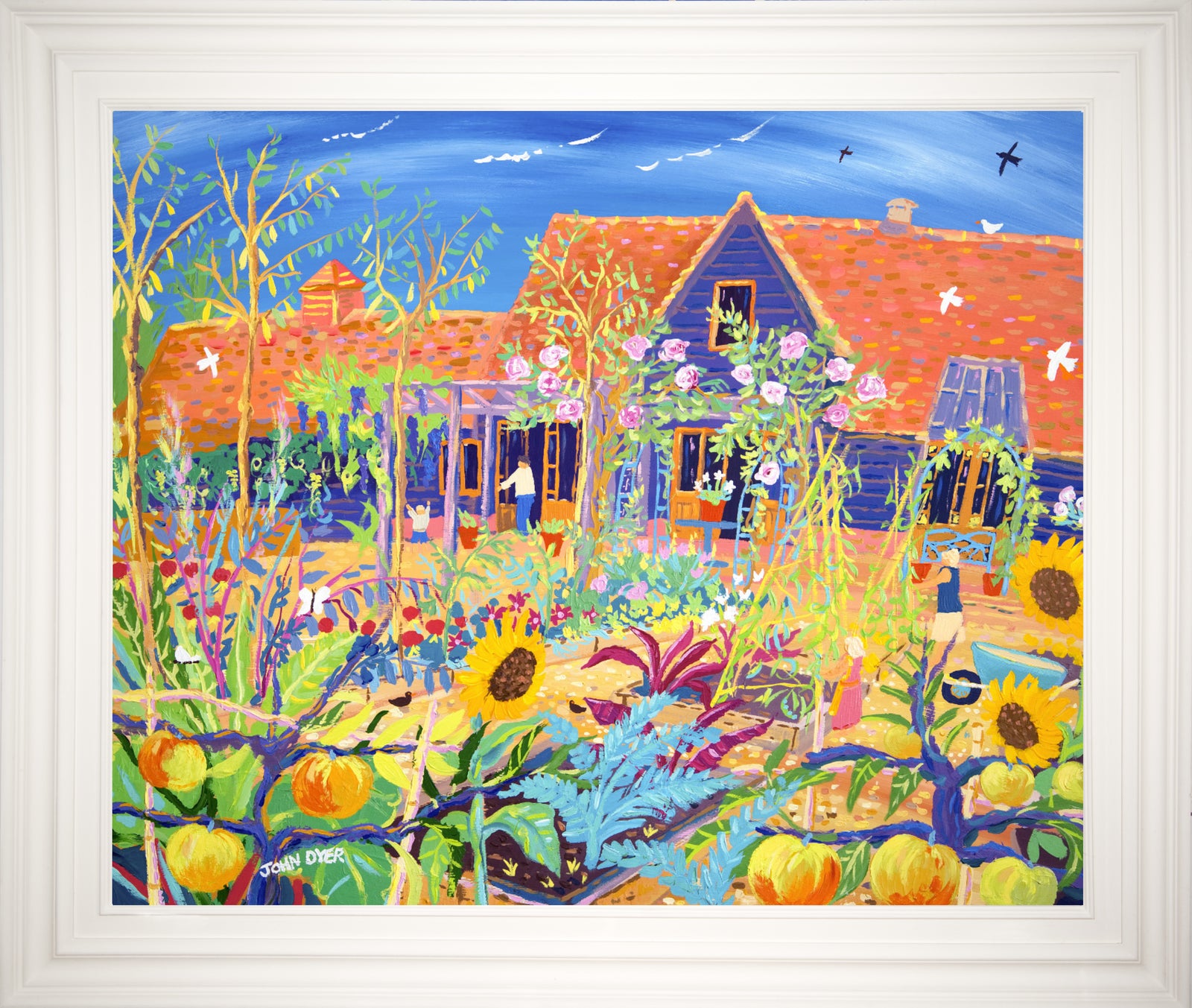 Sunflowers, espalier apple trees, rose arches & climbing beans are all set against the warm red and purple colours of Kim Wilde's beautiful barn conversion. Kim's husband Hal and her children Rose and Harry can be seen alongside Kim as they enjoy the family garden together. 