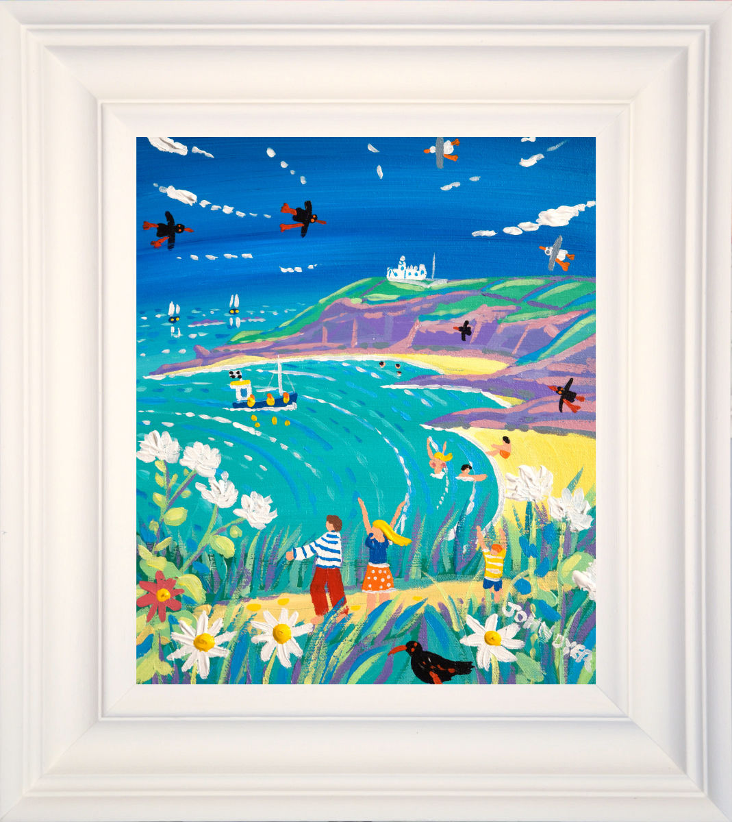 'Spring Walk, to the Lizard Lighthouse', 12x10 inches acrylic on canvas. Cornwall Painting by Cornish Artist John Dyer. Cornish Art from our Cornwall Art Gallery