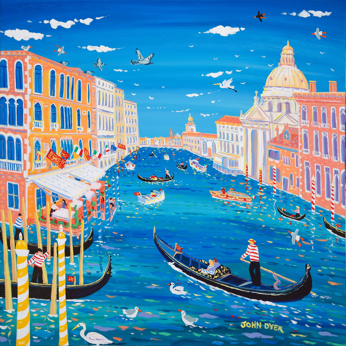 John Dyer Painting. Love on the Water, Venice.  24 x 24 inches, acrylic on canvas