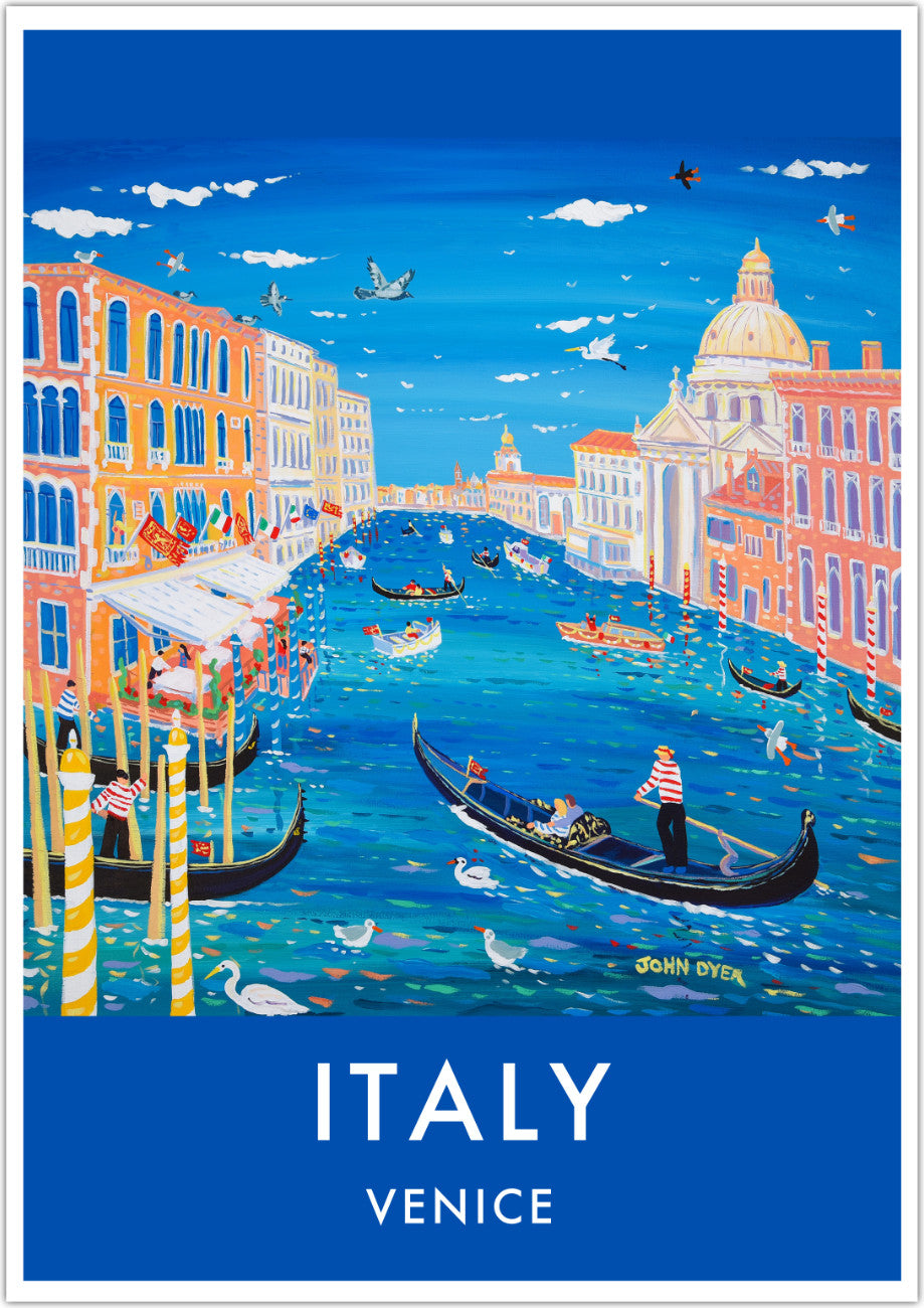 Vintage Style Travel Wall Art Poster Print of Venice, Italy by Artist John Dyer