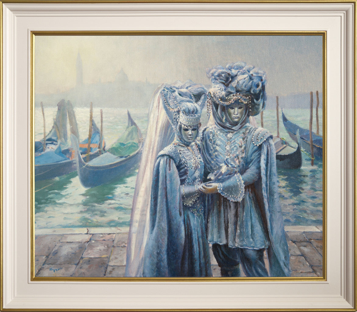 'Misty Carnival Morning. Venice', 20 x 24 inches original art oil on canvas. Paintings of Italy by Cornish Artist Ted Dyer from our Cornwall Art Gallery