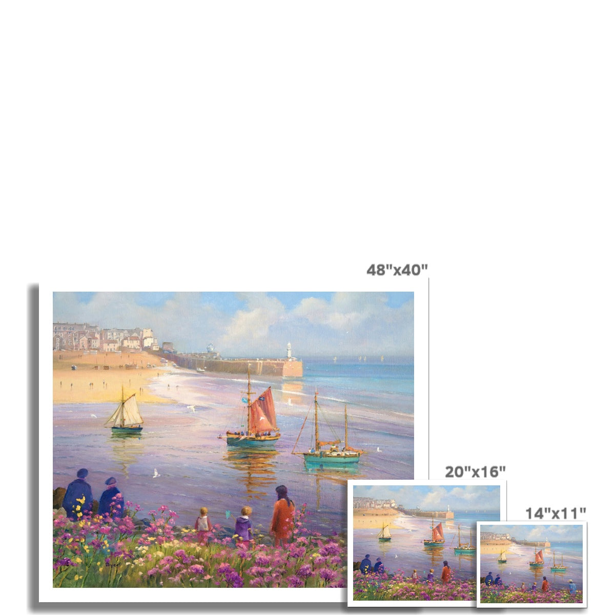 Ted Dyer Fine Art Print. Open Edition Cornish Art Print. &#39;Soft Light and Summer Flowers. St Ives&#39;. Cornwall Art Gallery