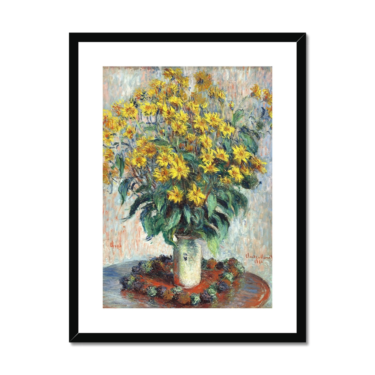 'Jerusalem Artichoke Flowers' Still Life by Claude Monet. Framed Open Edition Fine Art Print. Historic Art