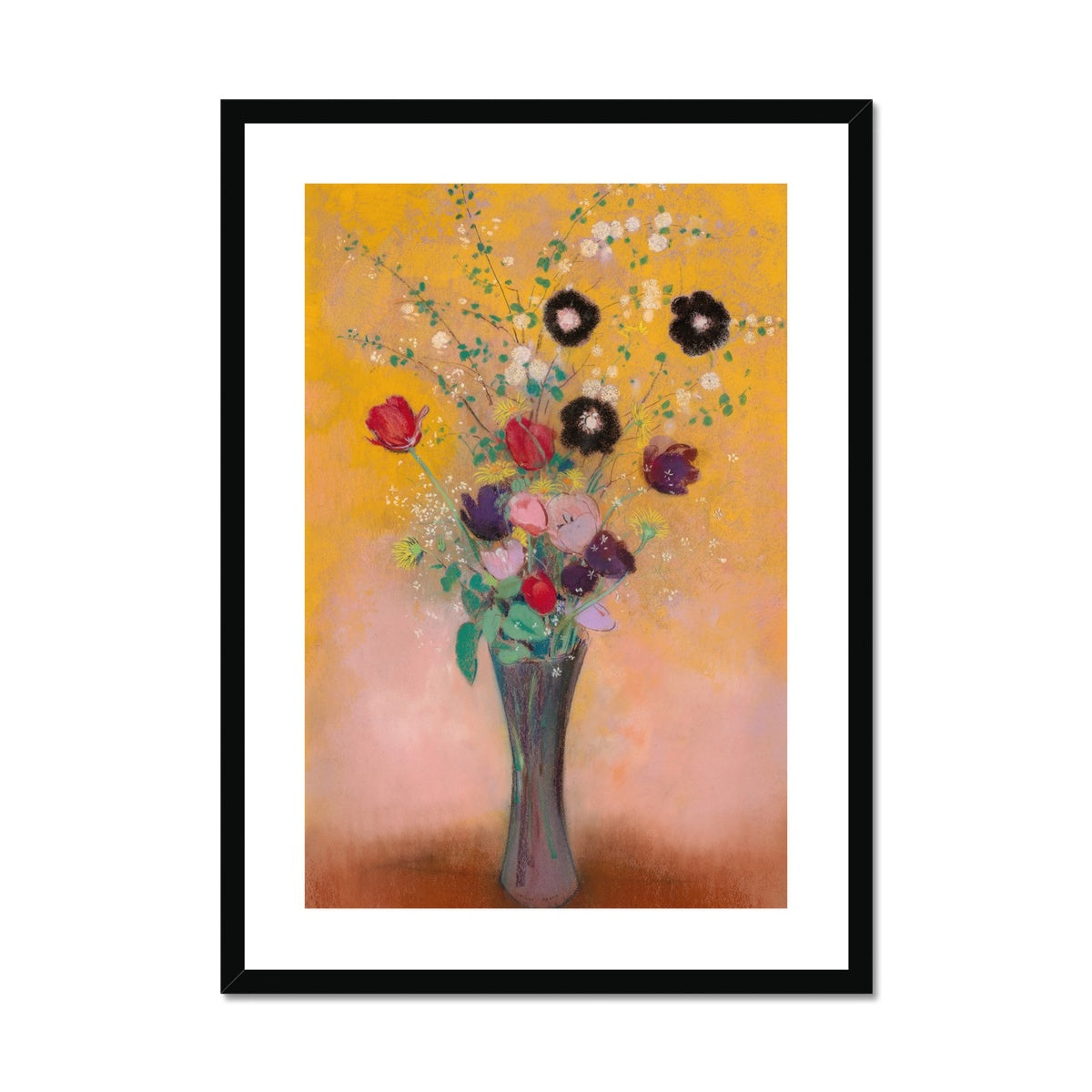 &#39;Vase of Flowers&#39; Still Life by Odilon Redon. Framed Open Edition Fine Art Print. Historic Art