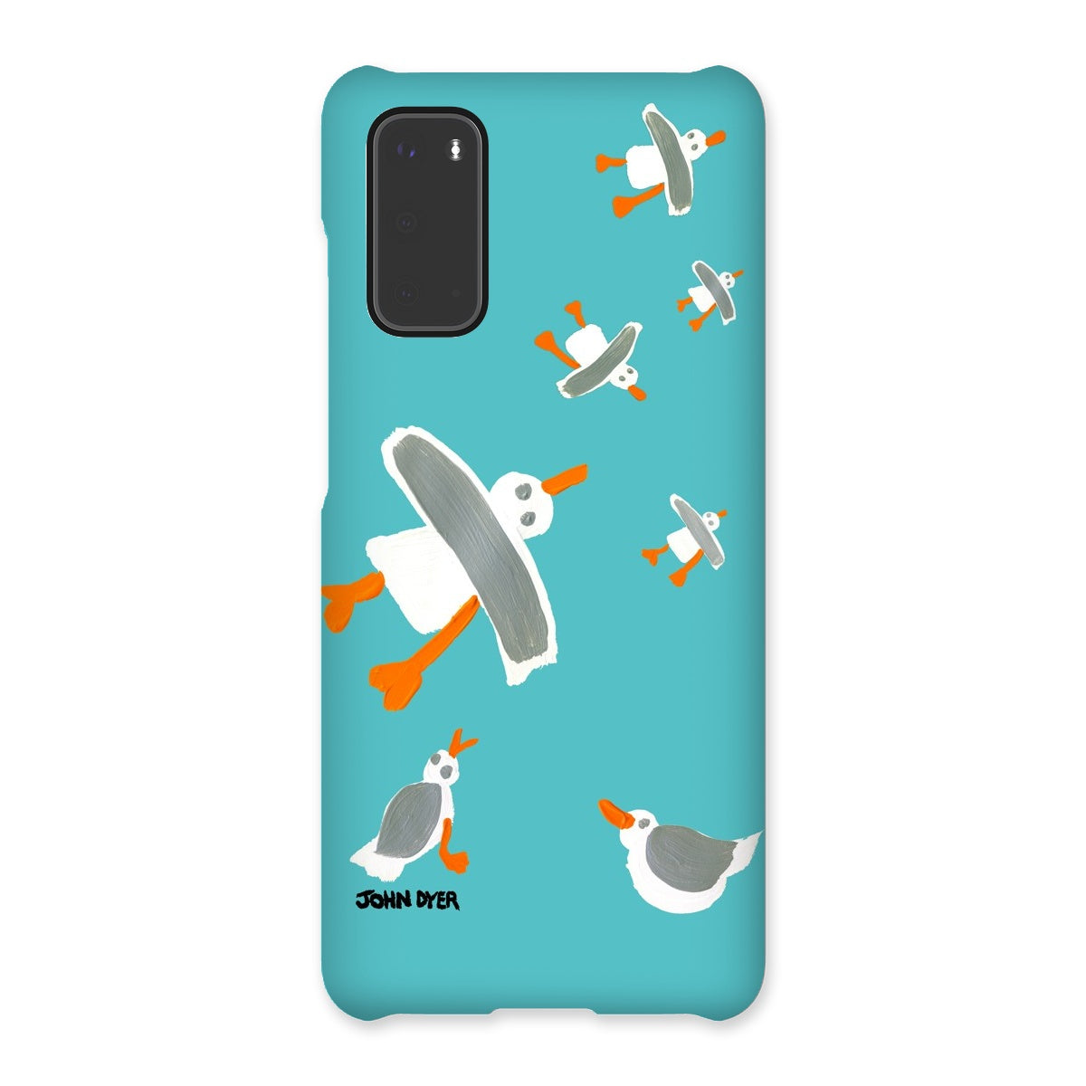 Snap Art Phone Case. Cornish Seagulls - Teal Colour. Artist John Dyer. Cornwall Art Gallery