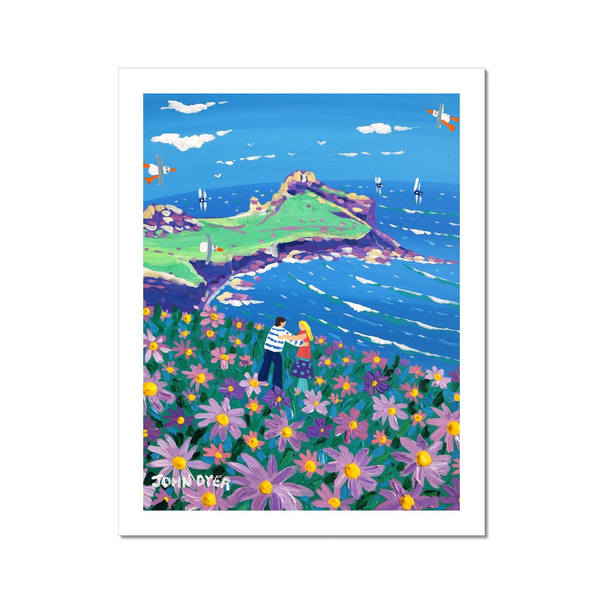 John Dyer Fine Art Print. Open Edition Cornish Art Print. 'A Carpet of Flowers, Gurnard's Head, Zennor'. Cornwall Art Gallery