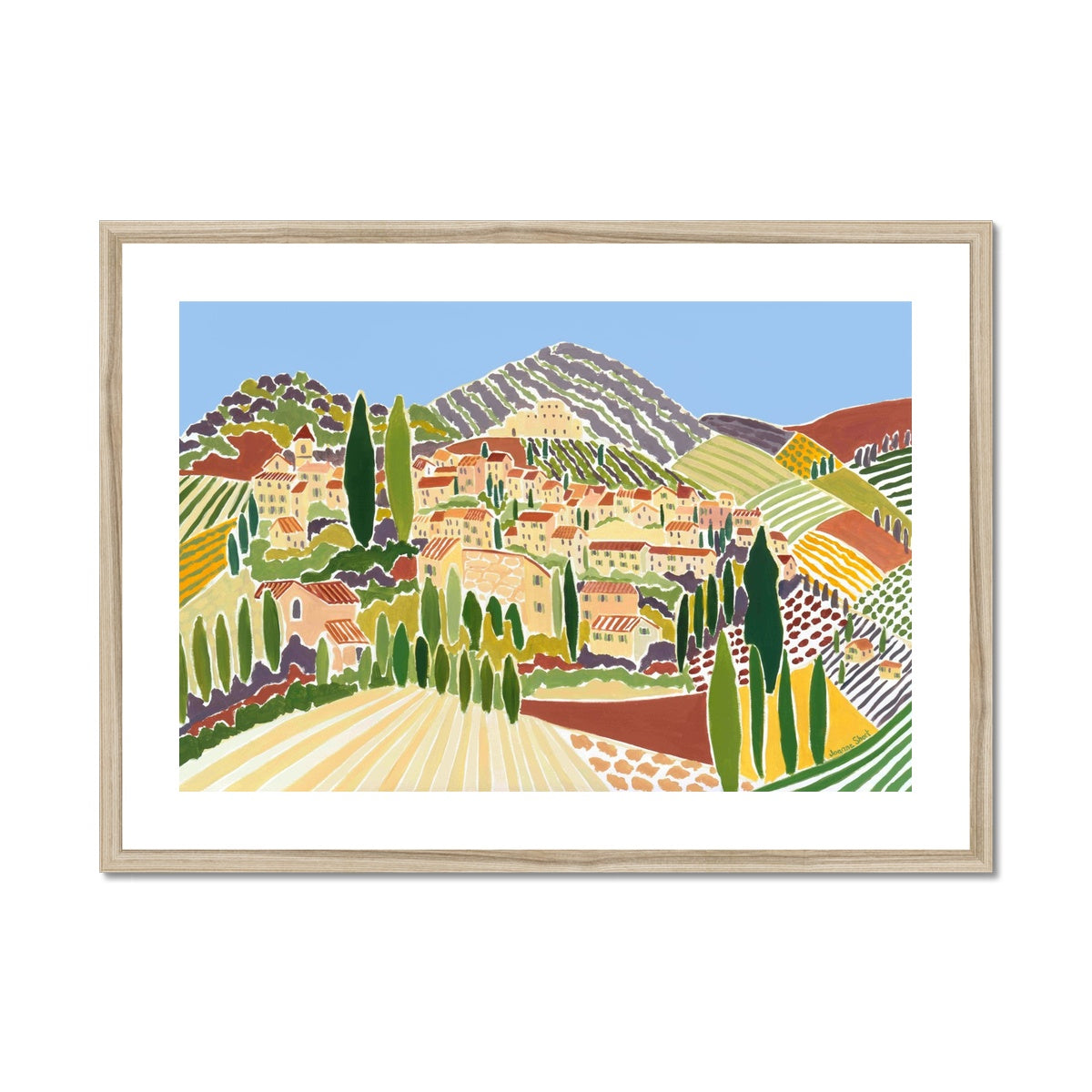 Joanne Short Framed Open Edition French Art Print. &#39;The Old Town, Vaison La Romaine, Provence&#39;. French Art Gallery