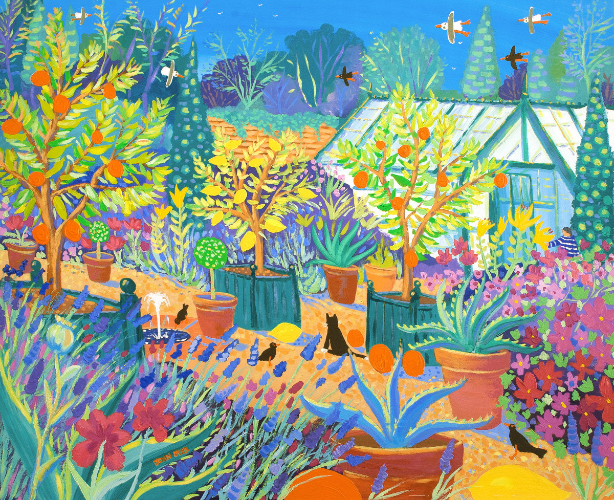 Limited Edition Print by John Dyer. Oranges and Lemons, Barleywood. BBC Gardeners&#39; World Garden, Co-signed by Alan Titchmarsh