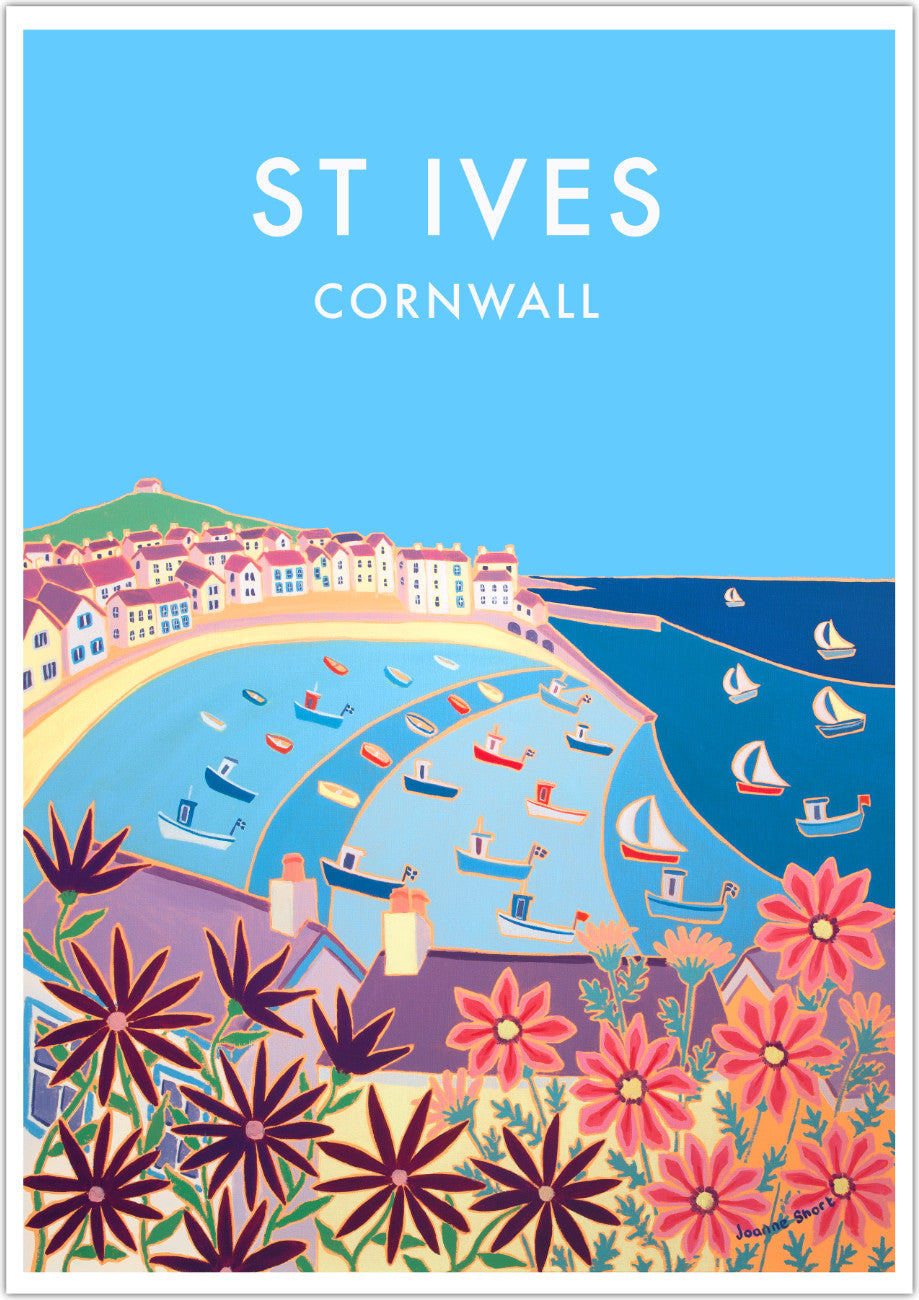 Cornwall wall art poster print of St Ives in Cornwall by Cornish artist Joanne Short.
