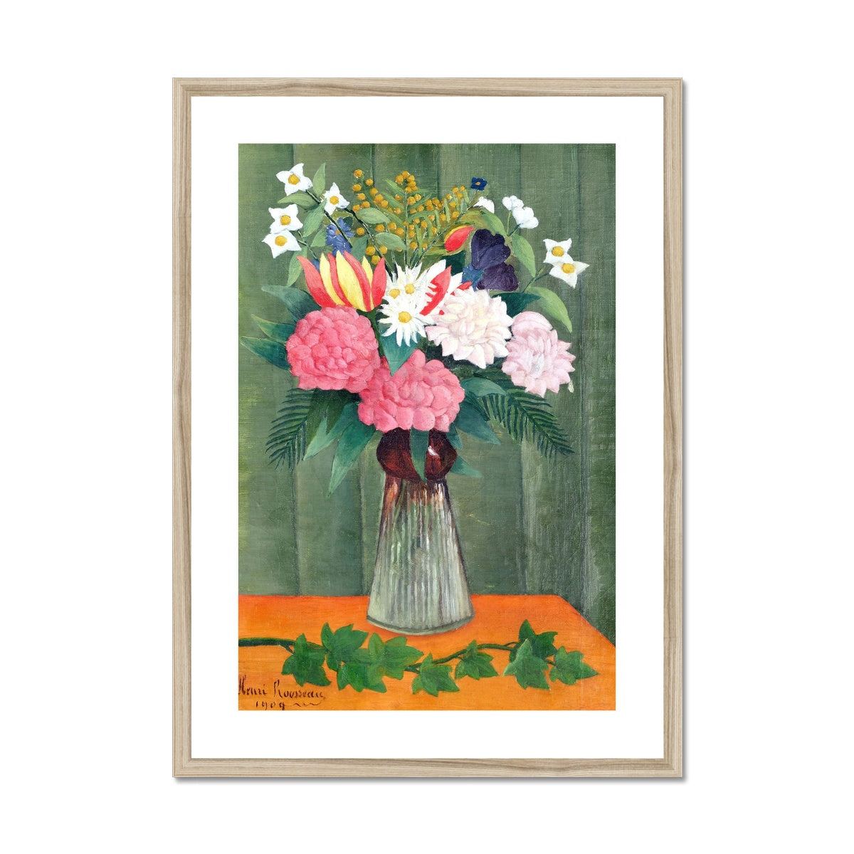 &#39;Flowers in a Vase&#39; Still Life by Henri Rousseau. Framed Open Edition Fine Art Print. Historic Art