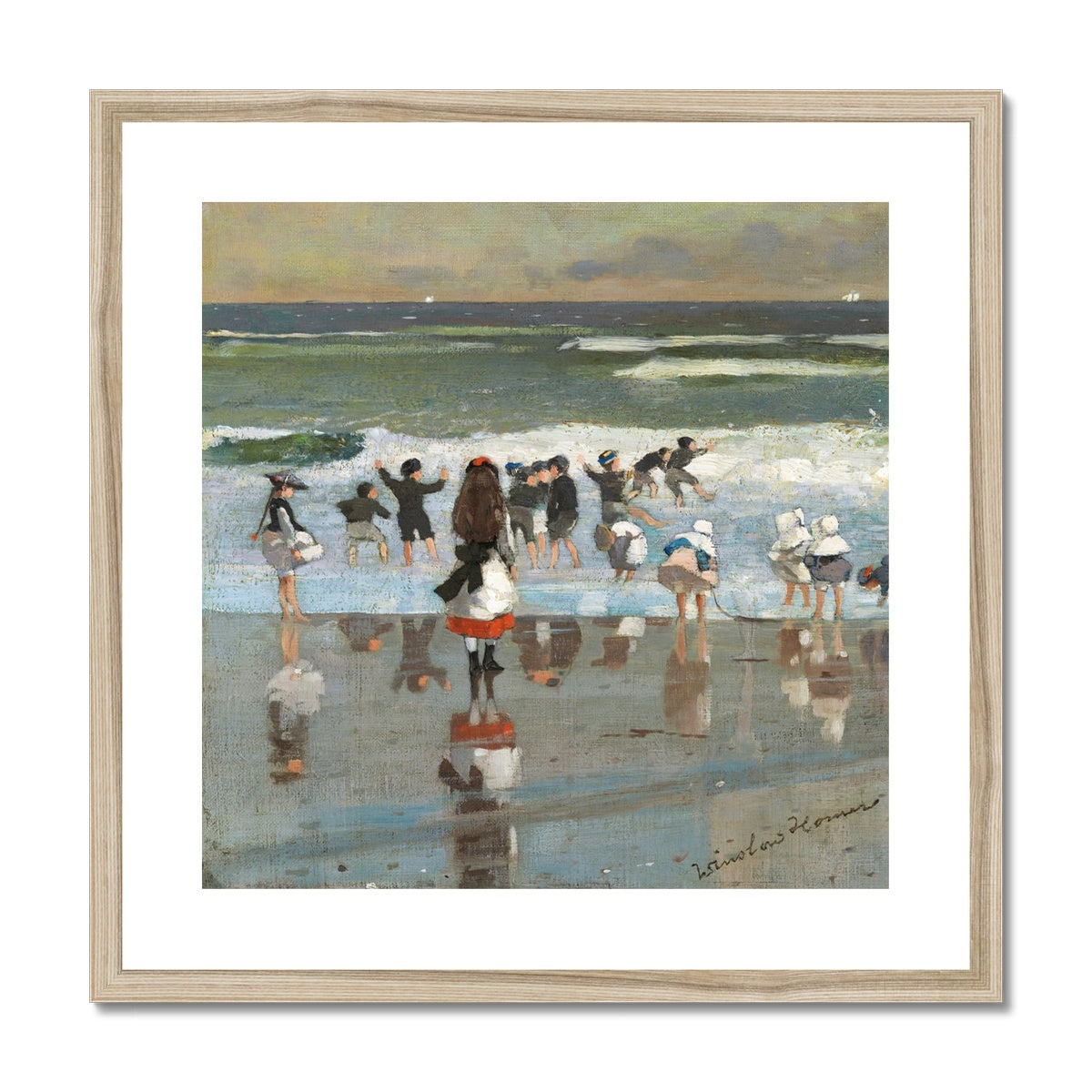 Winslow Homer Framed Open Edition Art Print. &#39;Beach Scene&#39;. Art Gallery Historic Art