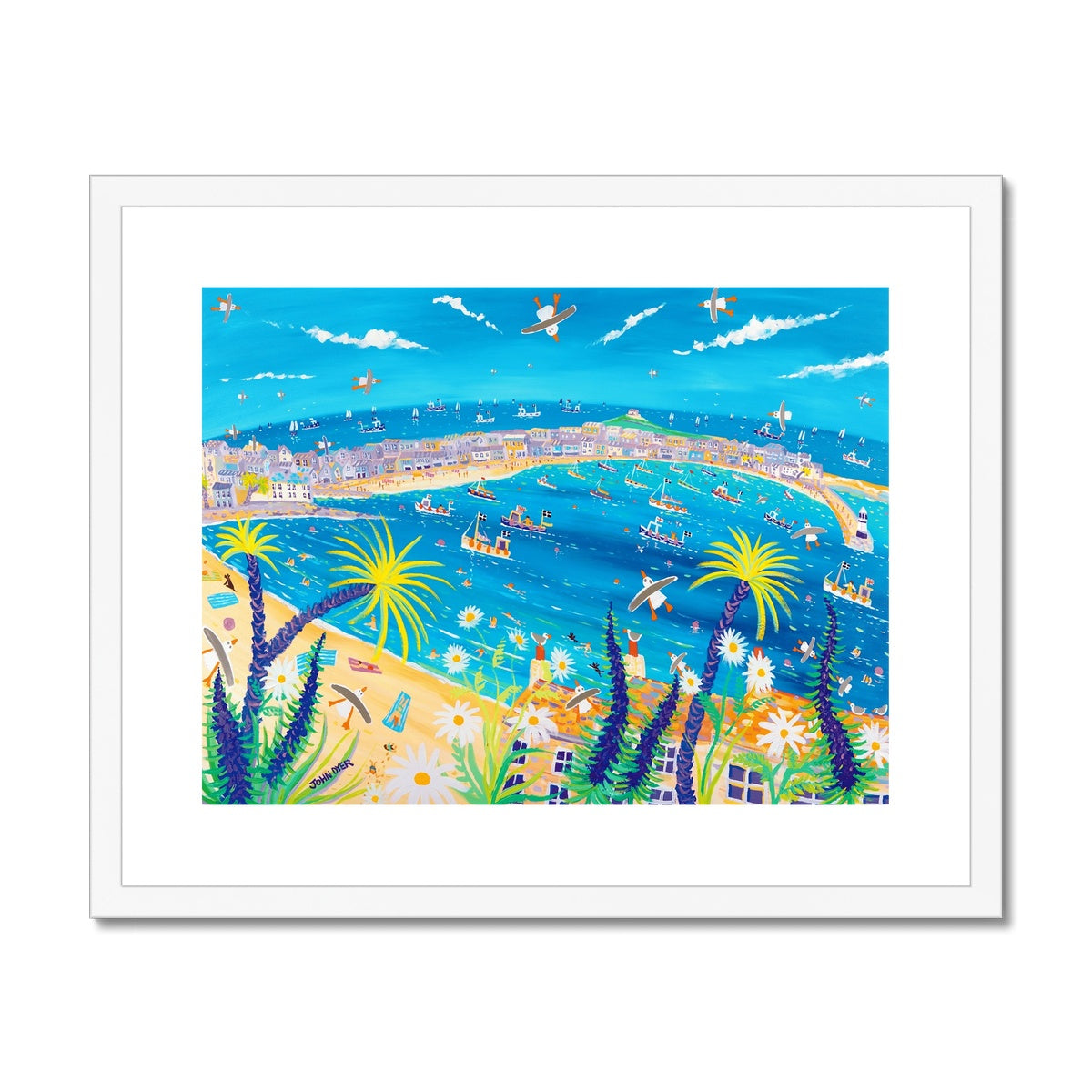 John Dyer Framed Open Edition Cornish Art Print. 'St Ives Blue'. Cornwall Art Gallery