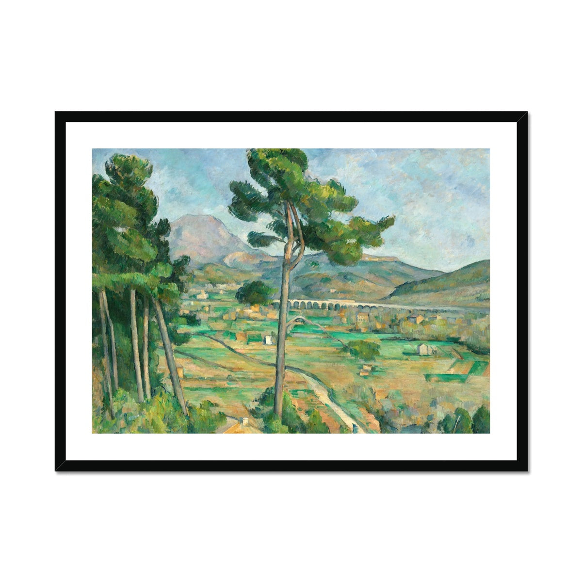 Paul Cézanne Framed Open Edition Art Print. &#39;Mont Sainte-Victoire and the Viaduct of the Arc River Valley&#39;. Art Gallery Historic Art