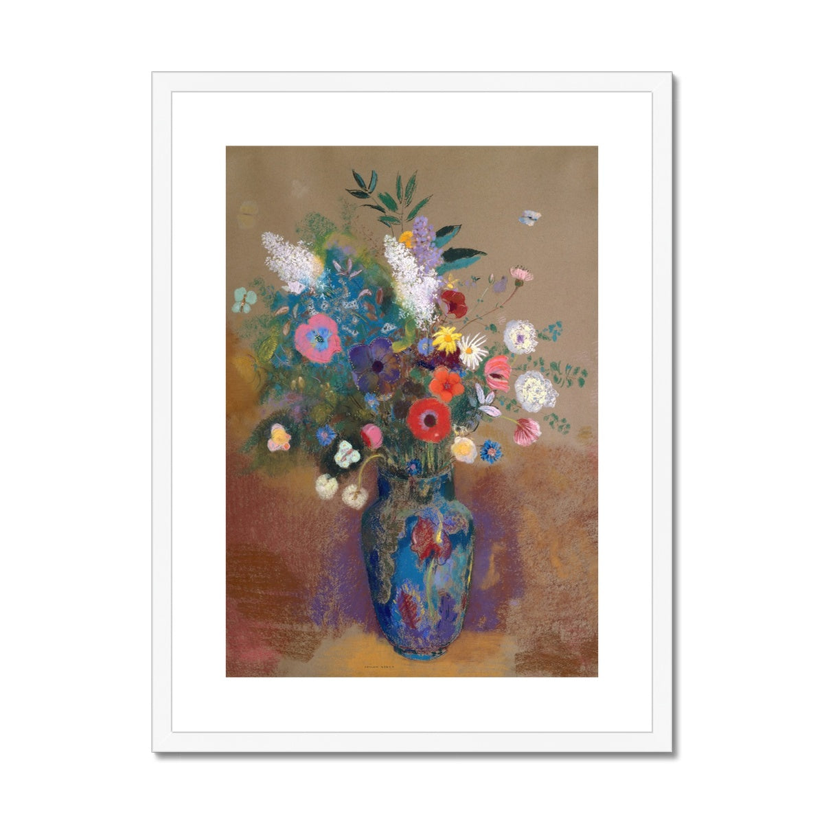 'Bouquet of Flowers' Still Life by Odilon Redon. Framed Open Edition Fine Art Print. Historic Art
