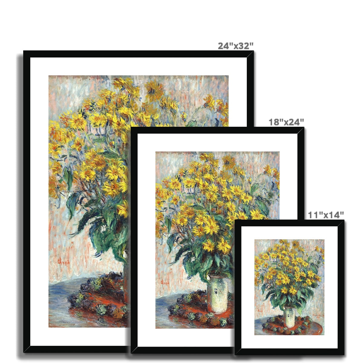 &#39;Jerusalem Artichoke Flowers&#39; Still Life by Claude Monet. Framed Open Edition Fine Art Print. Historic Art
