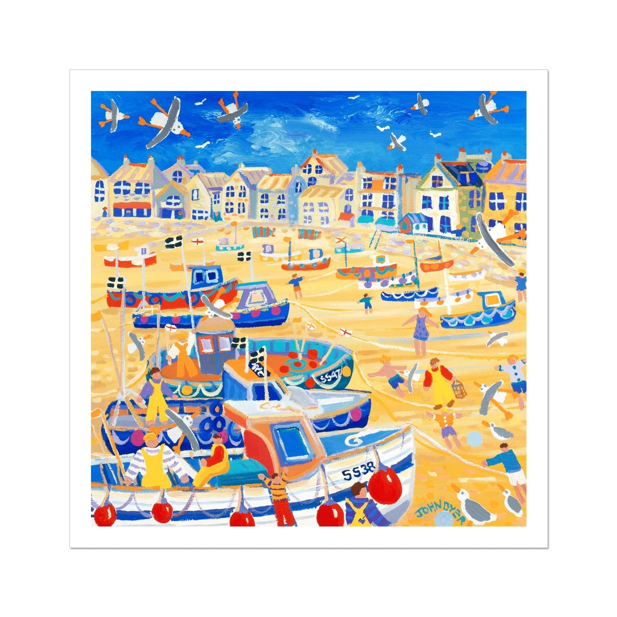 John Dyer Fine Art Print. Open Edition Cornish Art Print. &#39;Boats and ropes, St Ives&#39;. Cornwall Art Gallery
