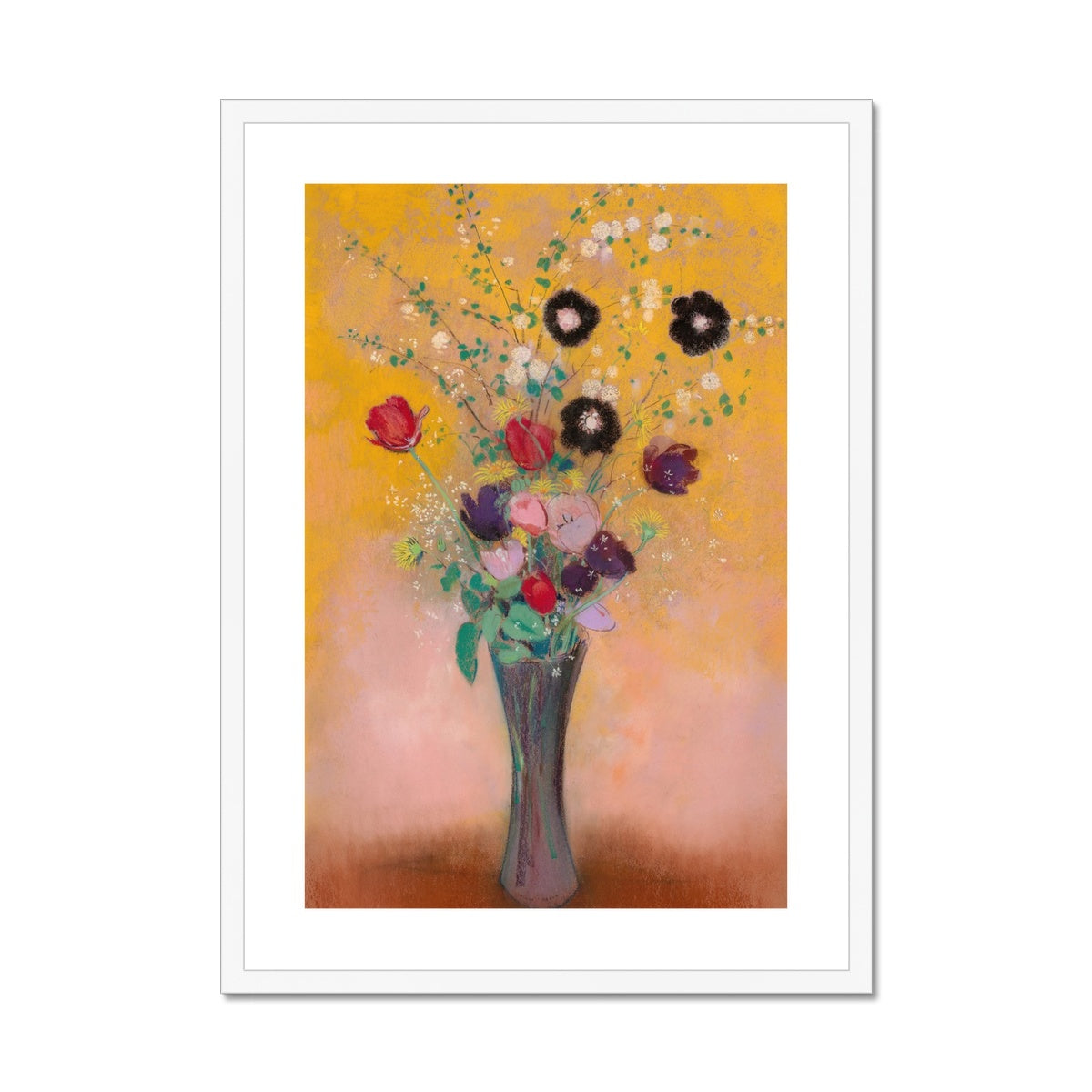 'Vase of Flowers' Still Life by Odilon Redon. Framed Open Edition Fine Art Print. Historic Art