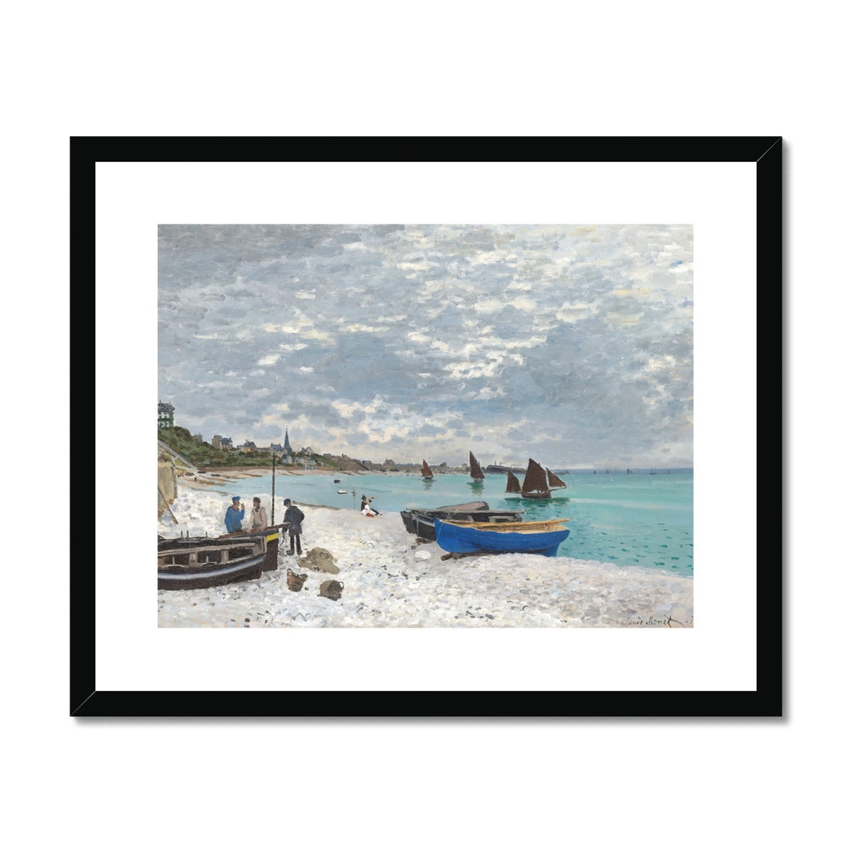 Claude Monet Framed Open Edition Art Print. &#39;The Beach at Sainte-Adresse&#39;. Art Gallery Historic Art