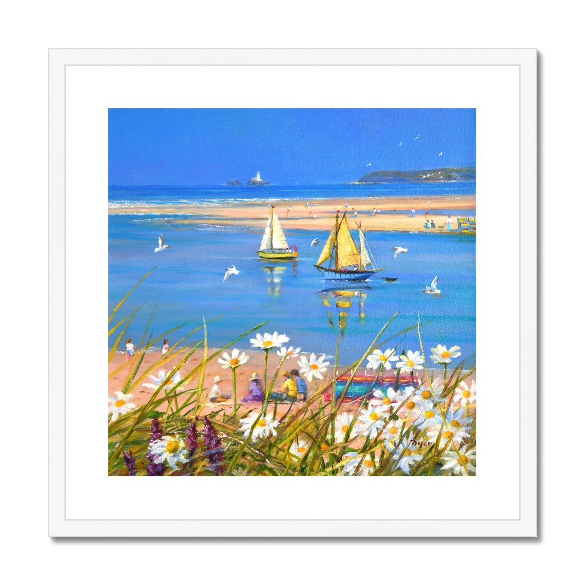 Ted Dyer Framed Open Edition Cornish Fine Art Print. &#39;Warmth of the Day, Hayle&#39;. Cornwall Art Gallery