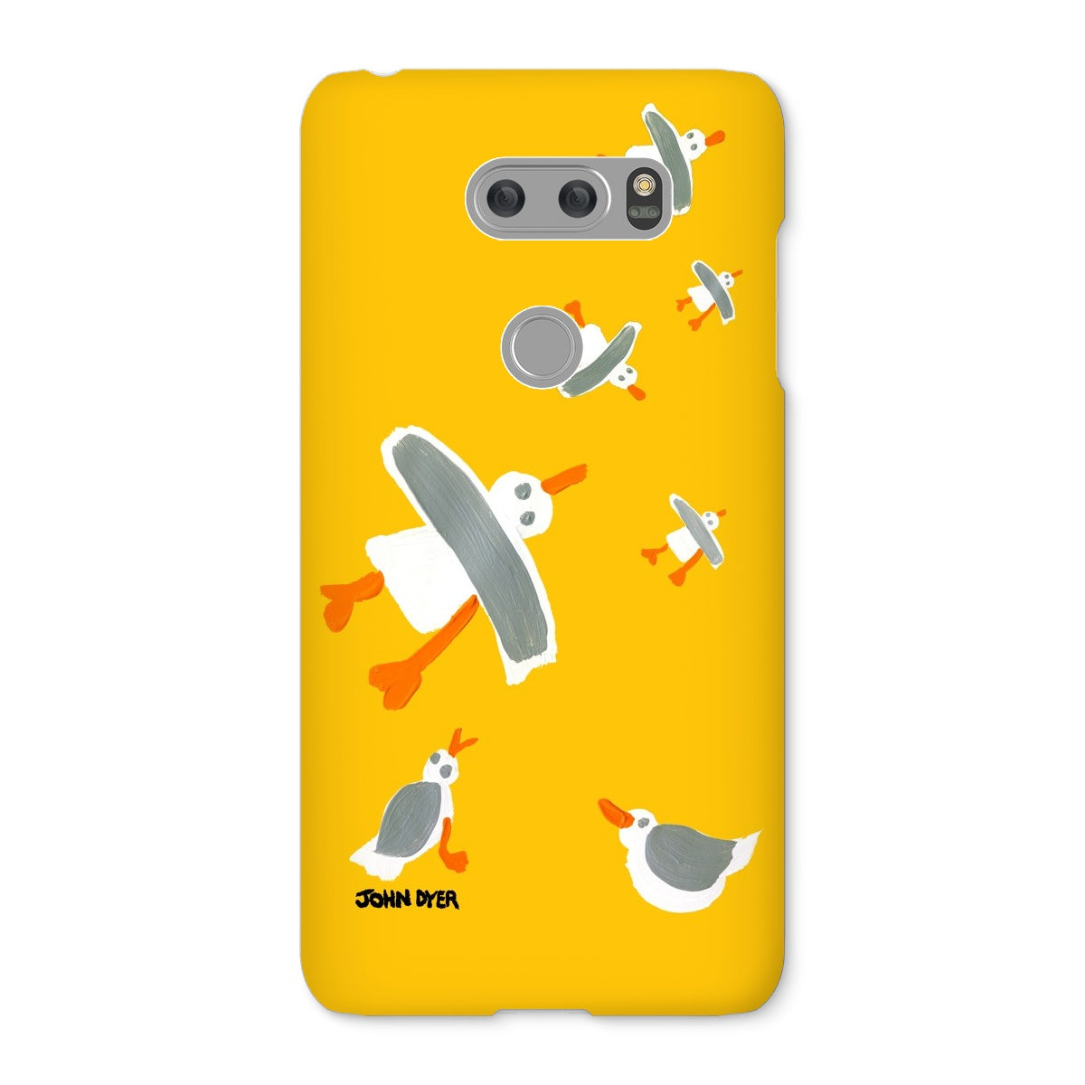 Snap Art Phone Case. Cornish Seagulls - Yellow Colour. Artist John Dyer. Cornwall Art Gallery
