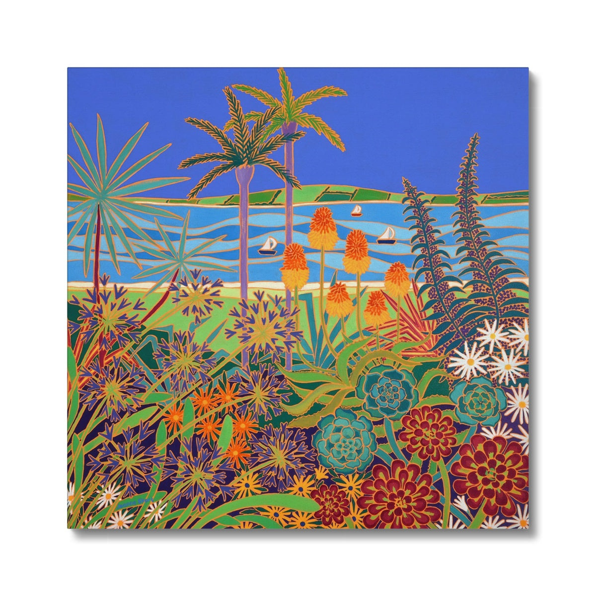 A Garden of Colourful Delights, Tresco. Canvas Art Print by Joanne Short